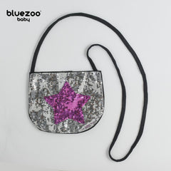 BLUEZOO SILVER PURPLE STAR SEQUINED MINI PURSE
