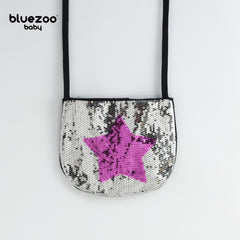BLUEZOO SILVER PURPLE STAR SEQUINED MINI PURSE
