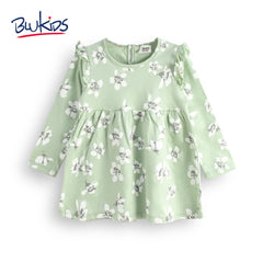 BLUKIDS GREEN FLORAL DRESS