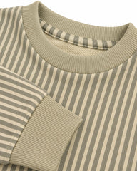 BOYS BEIGE STRIPED SWEATSHIRT WITH JOGGER SET