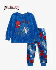 BOYS BLUE SPIDERMAN FLEECE PYJAMA SET