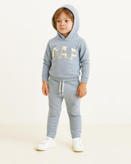 BOYS LIGHT BLUE FLEECE HOODED SWEATSHIRT & JOGGER SET