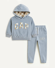 BOYS LIGHT BLUE FLEECE HOODED SWEATSHIRT & JOGGER SET
