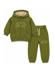 BOYS OLIVE GREEN TEDDY HOODIE WITH JOGGER SET