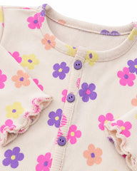 BRANDED COLORFUL DAISY RIBBED TOP WITH TROUSER SET