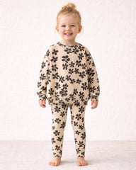 BRANDED BEIGE FLORAL PRINTED SWEATSHIRT 2 PCS SET