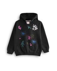 BRANDED BLACK PRINTED HOODED 2 PCS SET