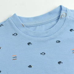 BRANDED BLUE PRINTED T-SHIRT