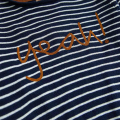 BRANDED BLUE STRIPED SOFT KNIT SWEATER