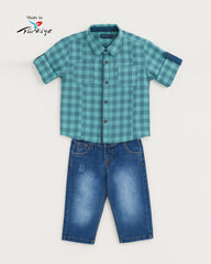BRANDED BOYS DENIM T-SHIRT WITH JEANS SET