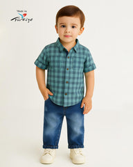 BRANDED BOYS DENIM T-SHIRT WITH JEANS SET