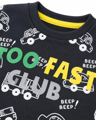 BRANDED CHARCOAL TOO FAST CLUB PRINTED SWEATSHIRT