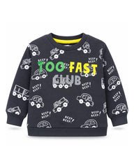 BRANDED CHARCOAL TOO FAST CLUB PRINTED SWEATSHIRT