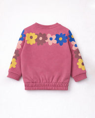 BRANDED FLORAL PRINT SWEATSHIRT WITH RIBBED LEGGING SET