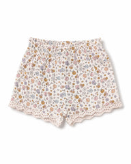 BRANDED GIRLS IVORY FLORAL LACE TRIM SHORTS