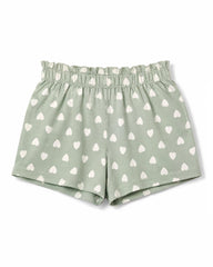 BRANDED GIRLS SAGE GREEN HEART PRINT SHORTS