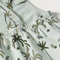 MANGO GREEN PRINTED COTTON DUNGAREE FOR BOYS