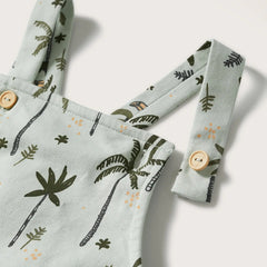 MANGO GREEN PRINTED COTTON DUNGAREE FOR BOYS