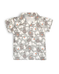 BRANDED GREY CATS PRINTED POLO T-SHIRT