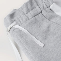MANGO LIGHT GREY COTTON WAIST SHORT WITH CONTRASTING PANELS
