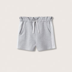 MANGO LIGHT GREY COTTON WAIST SHORT WITH CONTRASTING PANELS