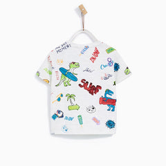 BRANDED LIGHT HEATHER GREY SURF PRINTED T-SHIRT