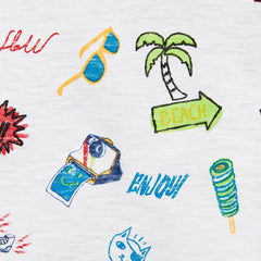 BRANDED LIGHT HEATHER GREY SURF PRINTED T-SHIRT