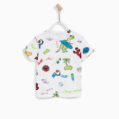 BRANDED LIGHT HEATHER GREY SURF PRINTED T-SHIRT