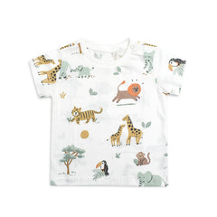 BRANDED NATURAL WHITE ANIMAL PRINTED T-SHIRT