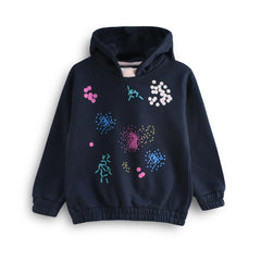 BRANDED NAVY PRINTED HOODED 2 PCS SET
