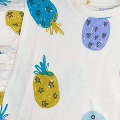 LE PRINTEMPS OFF WHITE PINAPPLE PRINTED RUFFLED TOP