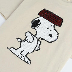 BRANDED PEANUTS BEIGE REVERSE SEQUINED T-SHIRT