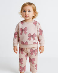 BRANDED PINK BOW SWEATSHIRT WITH TROUSER 2 PCS SET