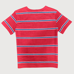 BRANDED RED STRIPED POCKET TSHIRT