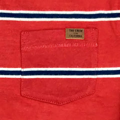 BRANDED RED STRIPED POCKET TSHIRT