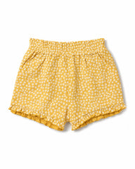 BRANDED YELLOW FLORAL RUFFLE SHORTS
