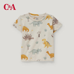 C&A BEIGE TURQUOISE T-SHIRT AND SHORT SET-B
