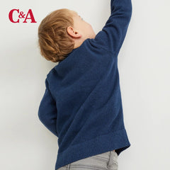 C&A BLUE KNITTED ZIPPER JUMPER