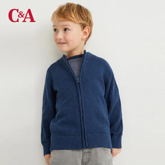 C&A BLUE KNITTED ZIPPER JUMPER