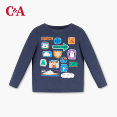C&A BLUE SNOW ZONE PRINTED T-SHIRT