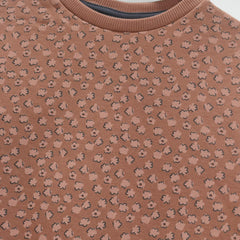 MACYS BROWN OVERALL PRINTED SWEATSHIRT 2 PCS SET