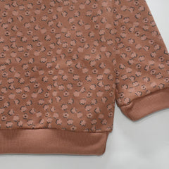 MACYS BROWN OVERALL PRINTED SWEATSHIRT 2 PCS SET