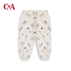 C&A ECRU PRINTED TROUSER