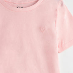 C&A GIRLS PINK COTTON T-SHIRT