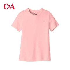 C&A GIRLS PINK COTTON T-SHIRT