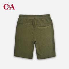 C&A GREEN COTTON RIBBED BURMUDA SHORTS WITH DRAWSTRING