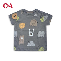 C&A GREY ANIMAL PRINTED T-SHIRT