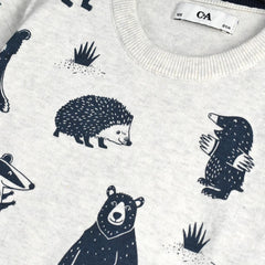 C&A HEATHER GREY BEAR PRINTED JUMPER