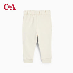C&A LIGHT BEIGE CONTRASTING PANEL TROUSER