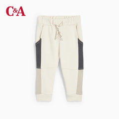 C&A LIGHT BEIGE CONTRASTING PANEL TROUSER